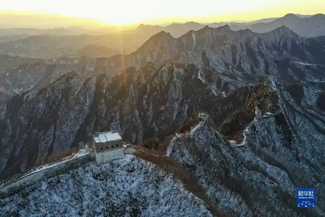 2月13日拍摄的箭扣长城(无人机全景照片).