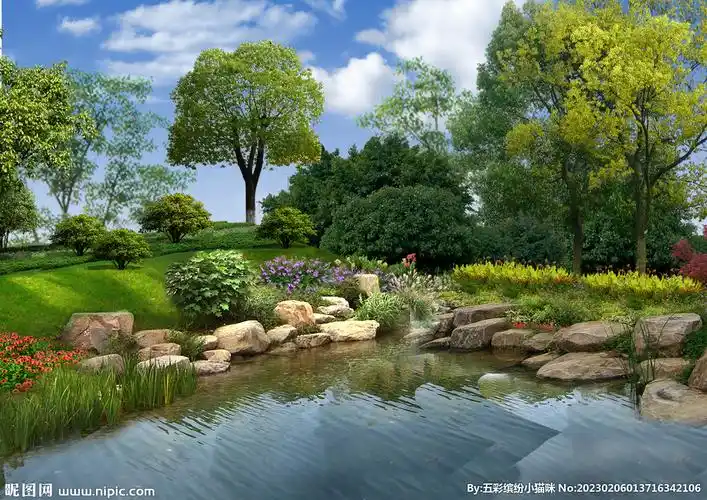 公园景观效果图水池效果图水景效设计图__景观设计_环境设计_设计图库