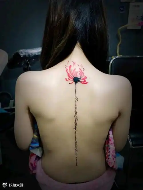 脊柱彼岸花英文_纹身图案手稿图片_ak-tattoo阿力的纹身作品集