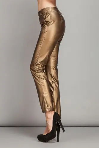 原创品牌 欧美女装批发长裤子个性修身显瘦皮裤时尚金色潮裤5142