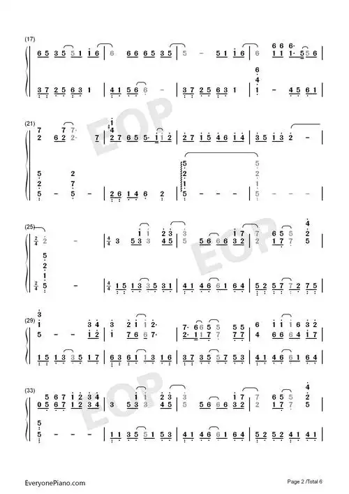 勇气梁静茹双手简谱预览2