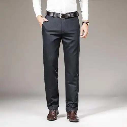 金盾(kin don)正品莫代尔休闲裤男裤子冬季厚款直筒宽松商务西裤高端