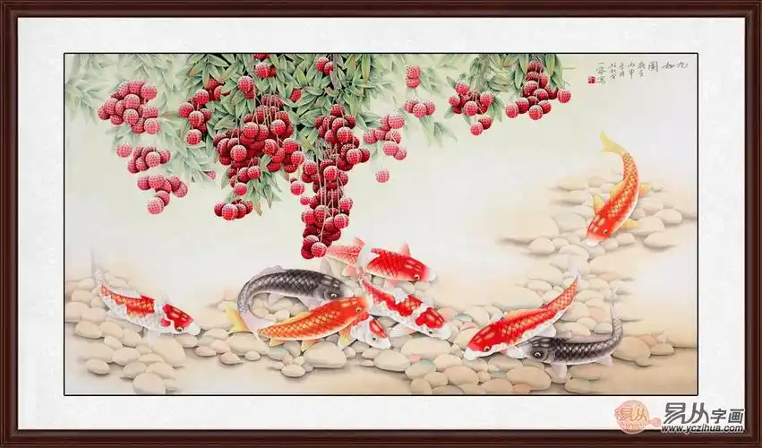 客厅风水挂画 ——旺运聚财就首选招财九鱼图