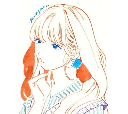 少女风头像插画,简单彩色线条画出清清爽爽超美女孩