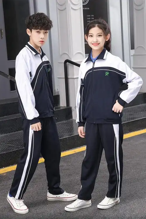 堡驰狼深圳校服初中学生男女秋冬季蓝白拉链长袖外套长裤运动套装单件