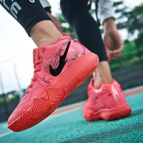 轩尧耐克泰粉色篮球鞋男骚粉欧文4初中学生5防滑耐磨战靴低帮冬季