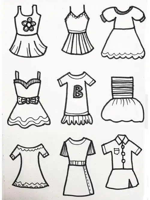 原创简笔画裙子简笔画手账素材22