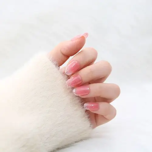 网红款焦咖啡色指甲油2021年新款冰透果冻裸色法式项链