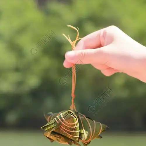 手持粽子春天端午节
