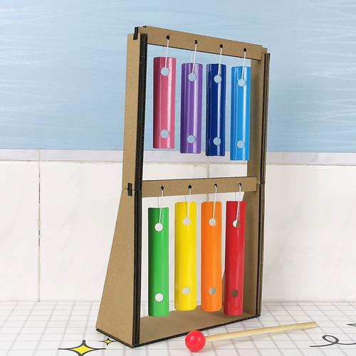 手工发明diy纸板材料包幼儿园自制弦乐器编钟八音钢琴乐器玩教具