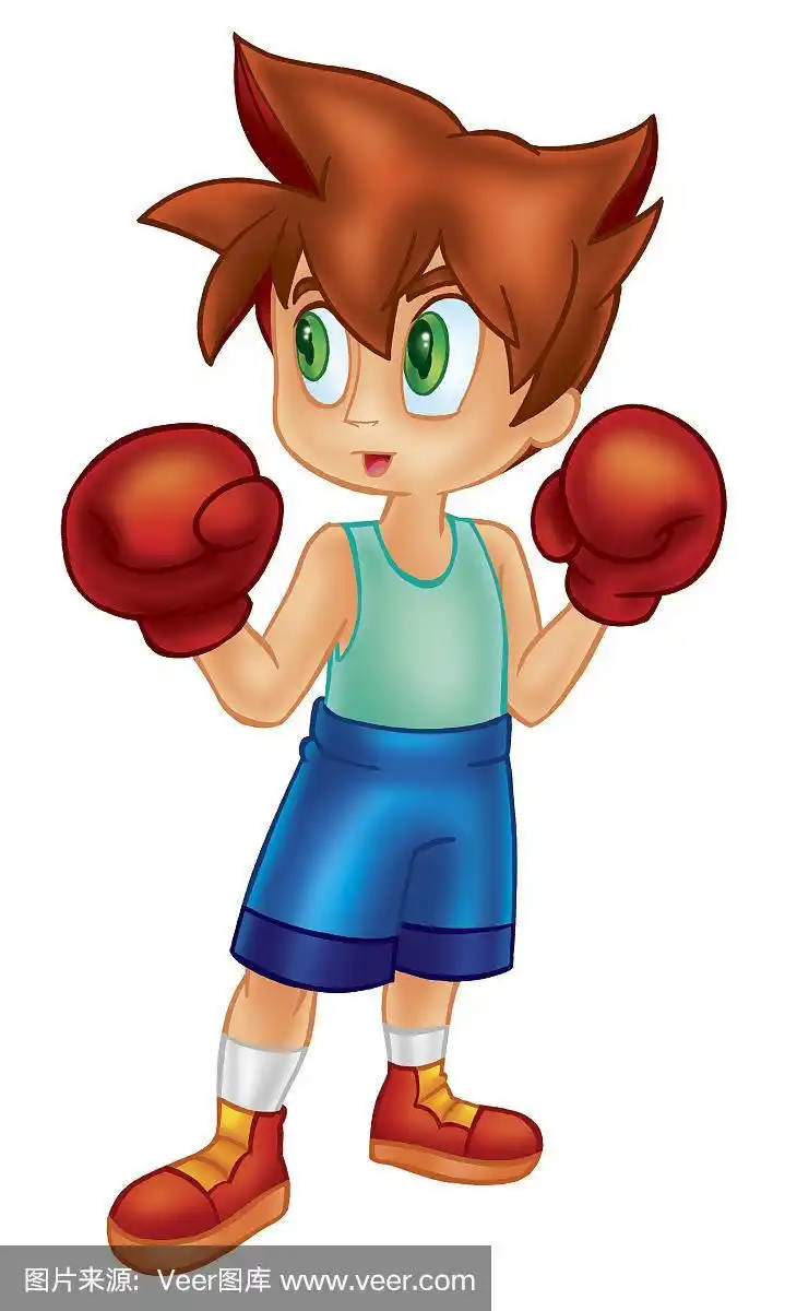 年轻的卡通拳击手