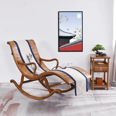 红木鸡翅木躺椅送礼实木高档逍遥阳台休闲睡椅老人摇椅