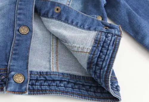 麻花领口 花朵金属扣子 女童春季牛仔外套