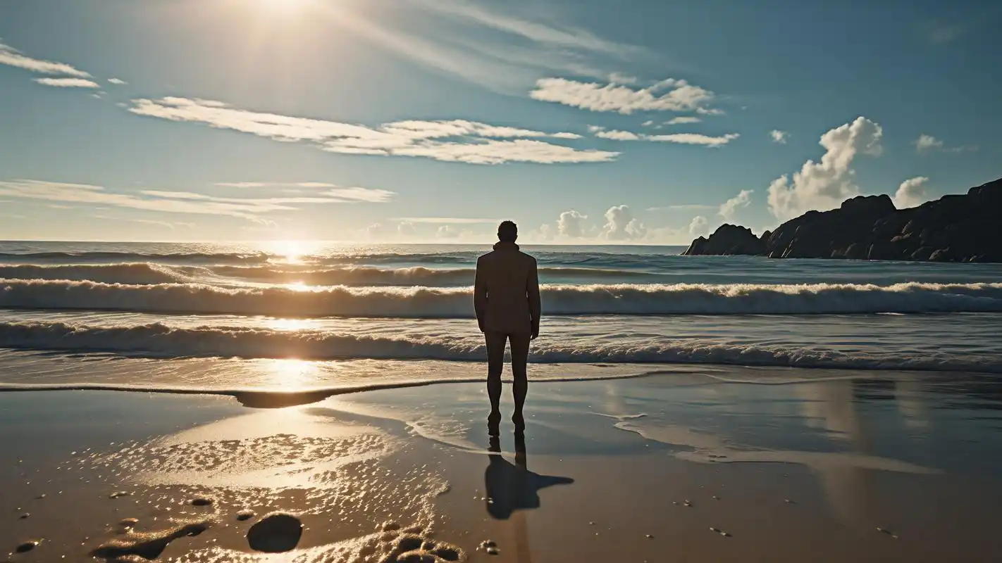 一个人看海98孤独又浪漫的高清壁纸 一个人静静地坐在海边,眼前是