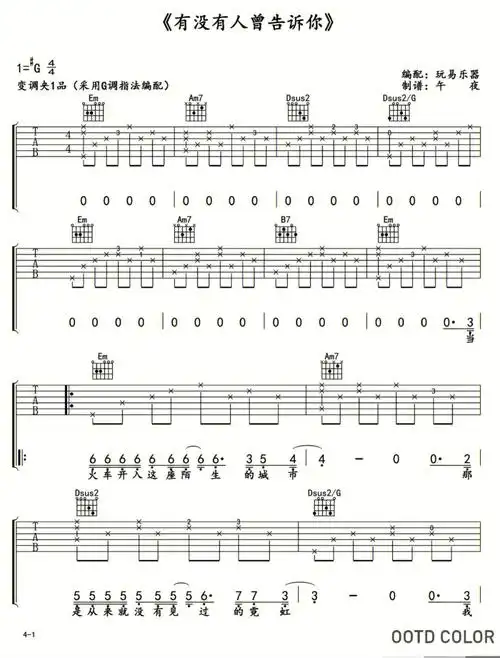 陈楚生有没有人曾告诉你吉他谱吉他弹唱