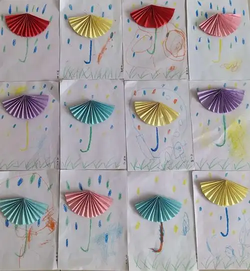 闫寺学区闫皋小学幼儿园小班主题活动——创意画《小雨伞》