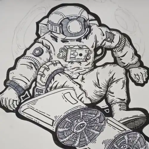 宇航员黑白装饰画完工