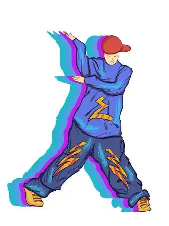 跳街舞的卡通小男孩