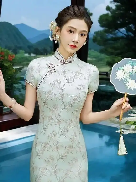 桑蚕丝手工旗袍,复古国风高级时尚迷人