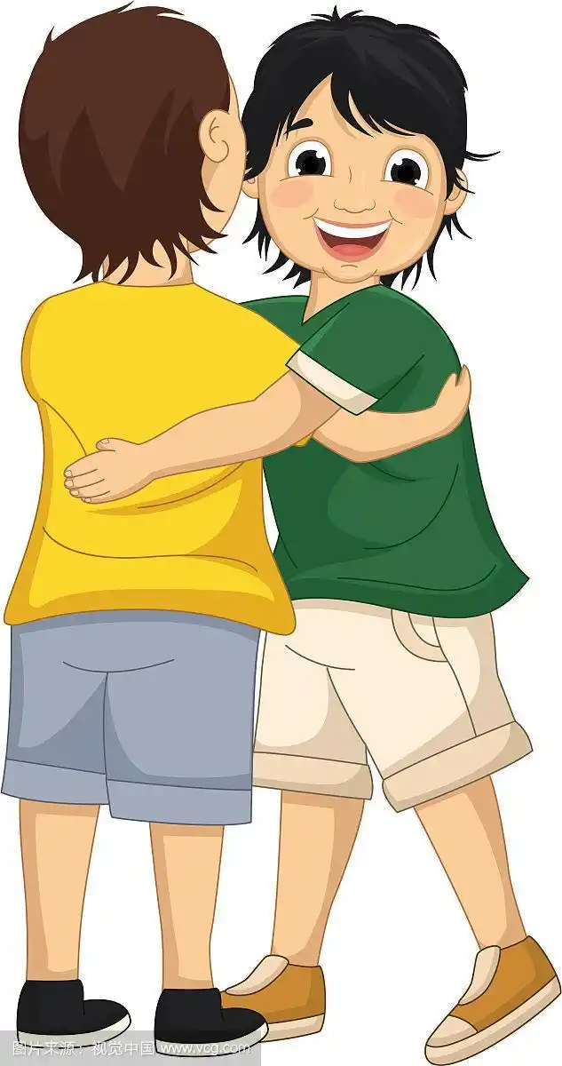 两个男孩拥抱在一起