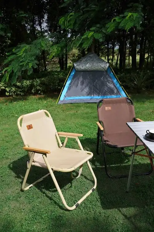 洛港探路者精致露营折叠椅户外露营郊游便携躺椅单人钢管休闲折叠椅子