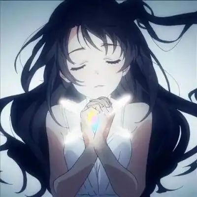 二次元 动漫 女头 长发 闭眼 女生 发光