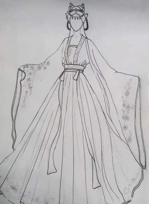 汉服简笔画 汉服简笔画手绘长裙