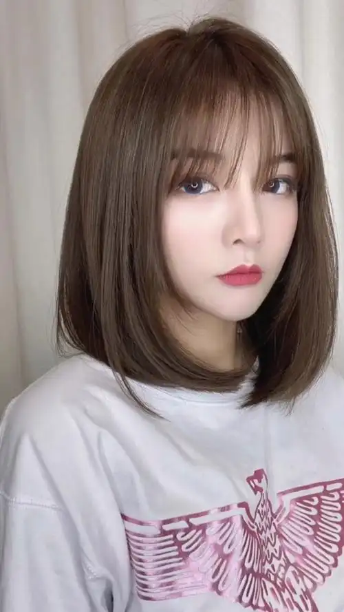 中发锁骨发烫发蓬松气垫烫做头发減龄瘦脸显脸小 渏约温柔显气质造型