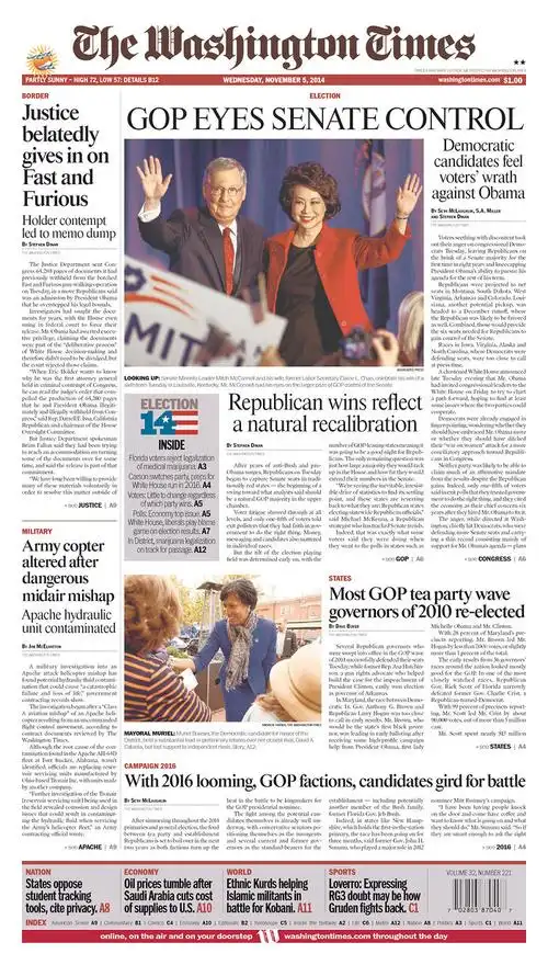 美国中期选举结果出炉全美各大媒体头版关注