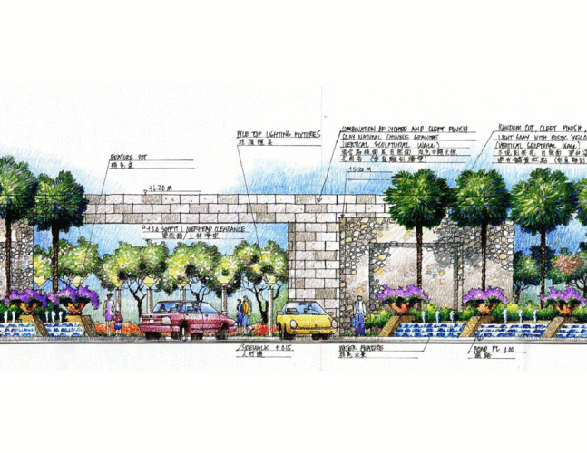 景观立面图手绘稿_园林建筑_土木在线
