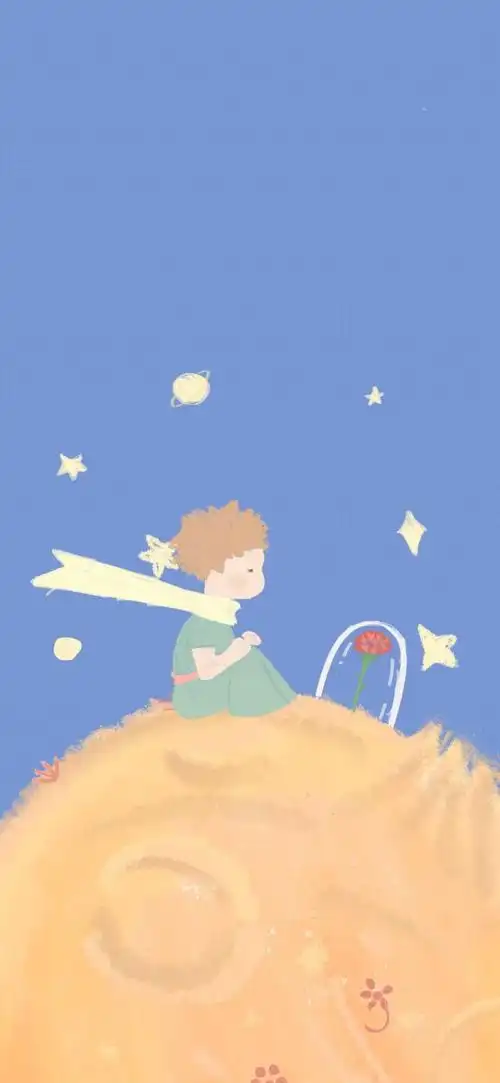原图分辨率1080x2339小王子手绘可爱卡通简约小王子从自己星球出发