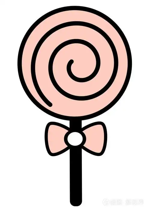 可爱的粉红色卡通棒棒糖上白色背景矢量图孤立