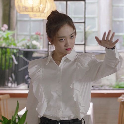 你是我的命中注定刘思齐王倩同款白色衬衫蓝色短裤时尚女