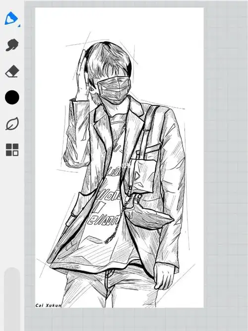 速写风线稿蔡徐坤