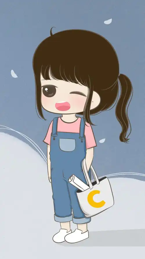可爱萌系卡通女生插画手机壁纸