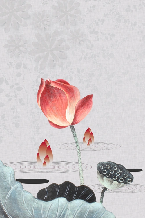 禅意荷花复古中国风简约背景设计图