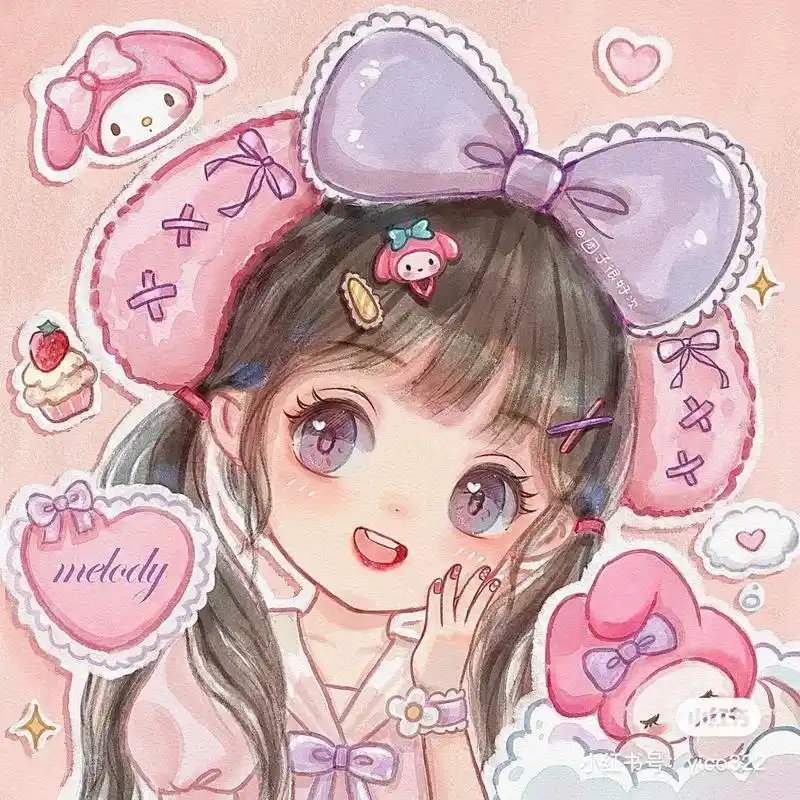 可爱头像女卡通呆萌 粉色头像#姐妹头像换起来啊 - 抖音