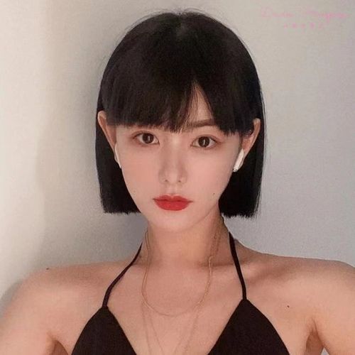 假发女短发直发网红漫画刘海一刀切齐耳波波头自然暗黑系全头套式