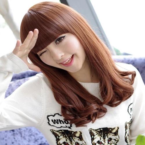 新款长款梨花头假发女短发时尚修脸中长发bo bo头帅气 微卷发假发