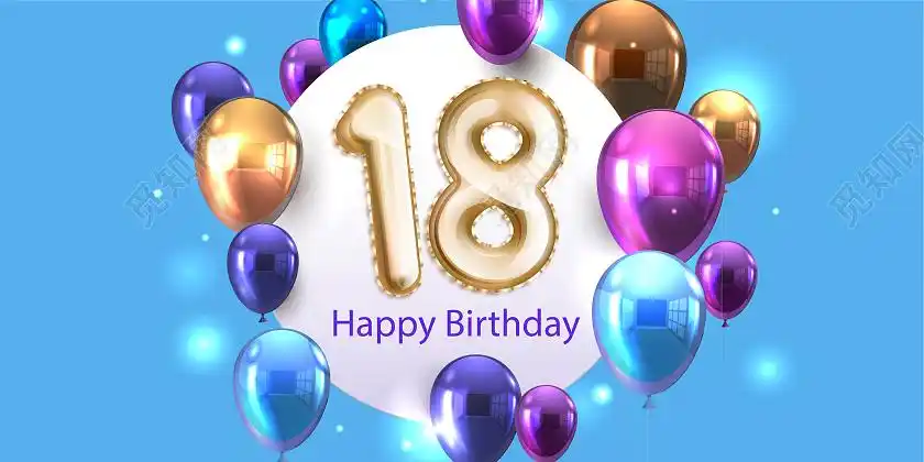 蓝紫色简约大气18周岁生日宣传展板18岁生日