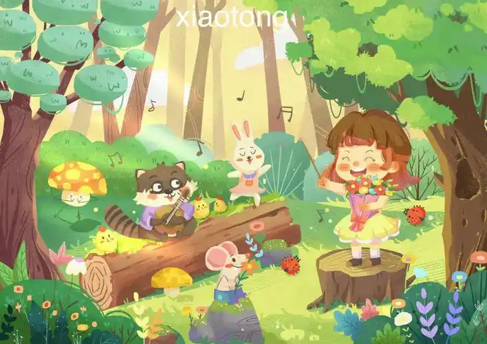 儿童插画一起开森林音乐会吧附简单过程