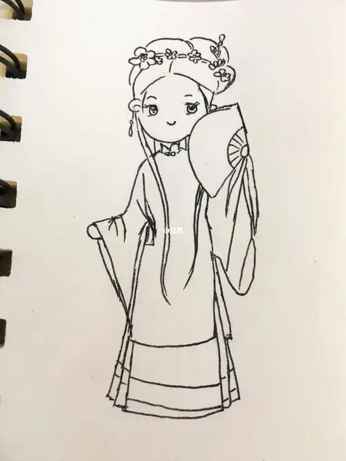 汉服姑娘作品16615今日简笔画96古风汉服小姐姐06有线稿简笔画汉服