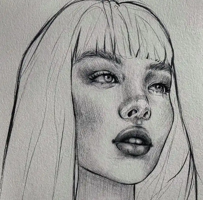 人物素描小线稿 用自动铅笔画出具有张力的线条 将每个人物的神态表情