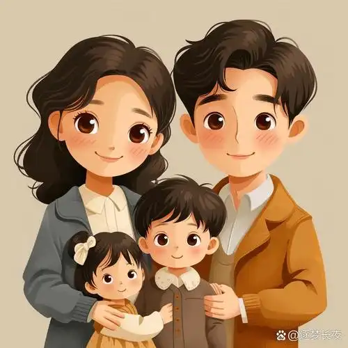 亲子头像 | 一家四口儿女双全