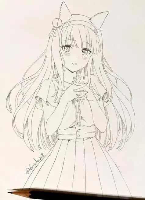 清新 可爱 手绘 卡通 动漫 二次元 萌系 清新 插画 女孩 森系【简笔画