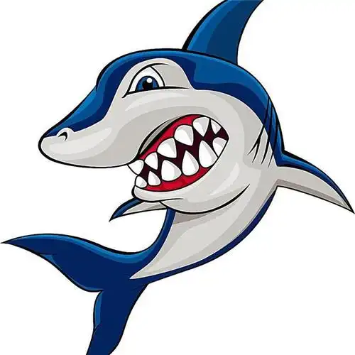 会员免费描述:露着尖牙的蓝色鲨鱼 鱼类动物 鲨鱼 手绘鲨鱼 卡通鲨鱼