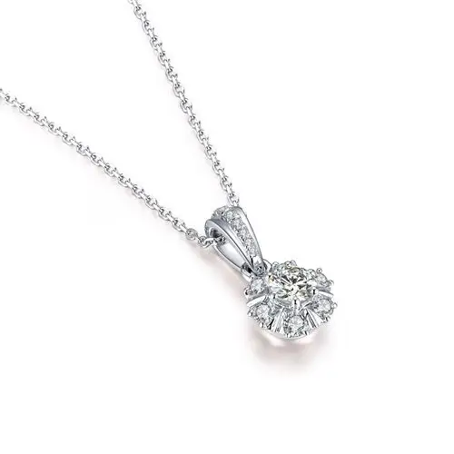 白18k金唯美群镶钻石吊坠