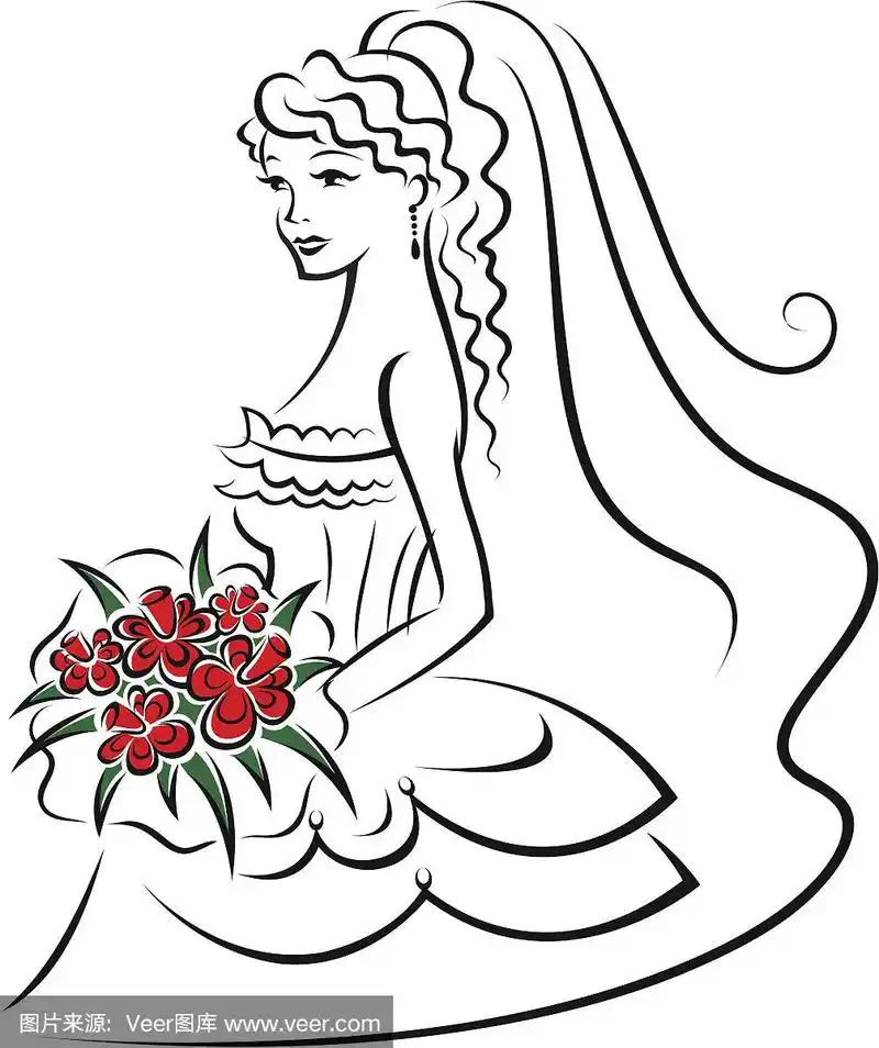 新娘,自然美,蜜月,成年的,矢量