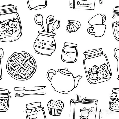 手绘的家居生活用品模式