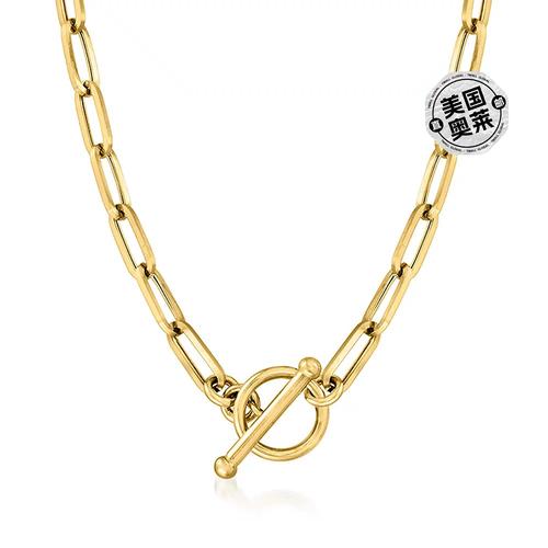 ross-simons 意大利 14kt 黄金回形针链扣链节项链 - 16 英寸